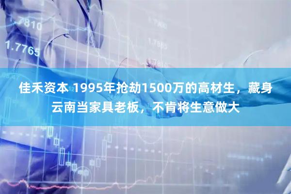 佳禾资本 1995年抢劫1500万的高材生，藏身云南当家具老板，不肯将生意做大