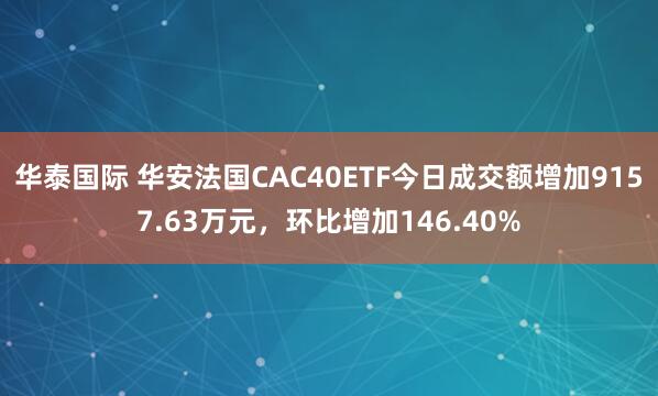 华泰国际 华安法国CAC40ETF今日成交额增加9157.63万元，环比增加146.40%